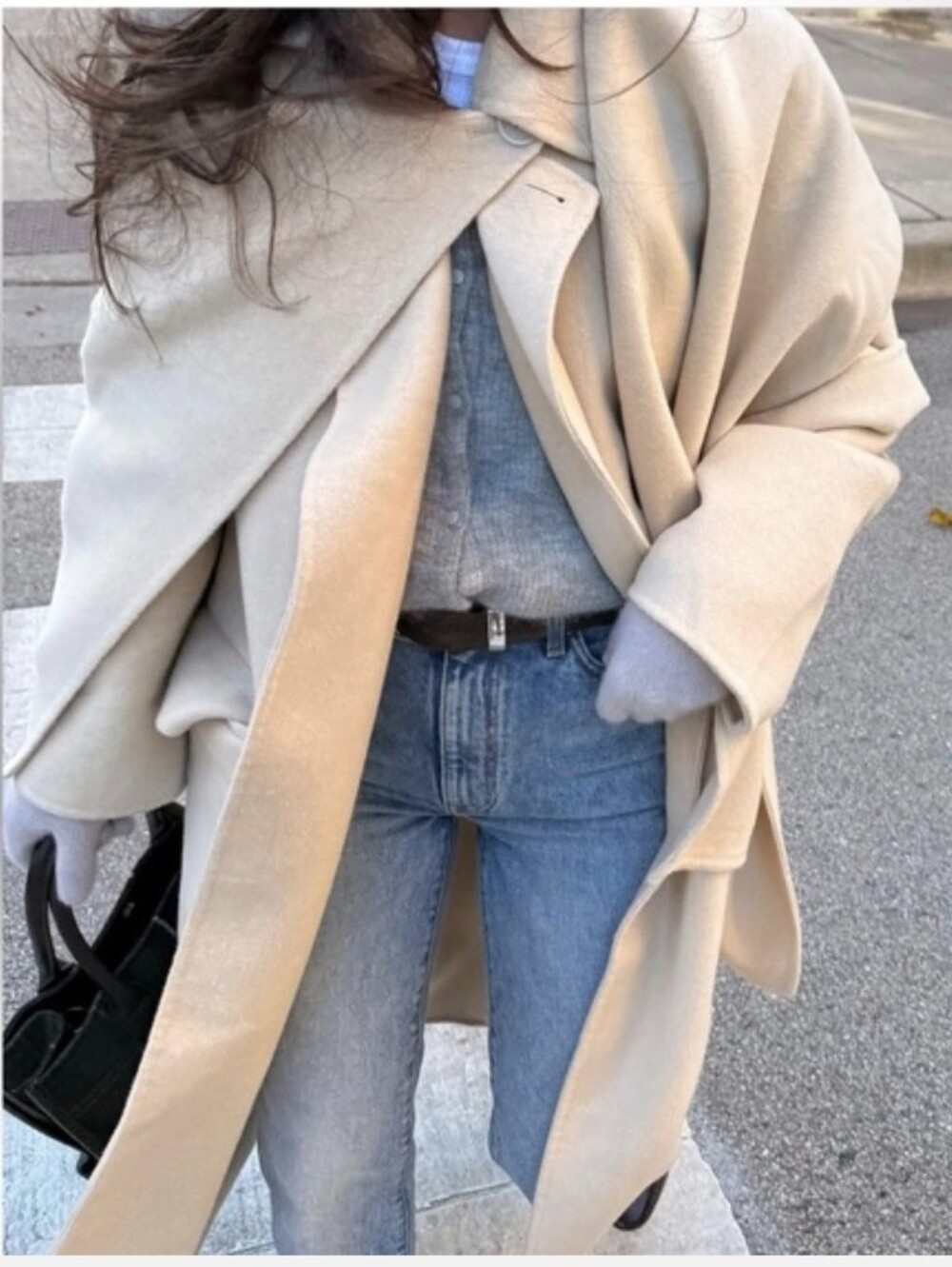 Banana Republic Oversized Double-Faced Cape Coat almond beige cream small